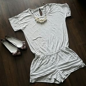 J Crew Striped Black White Romper w/pockets sz sm